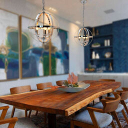 Long Life Lamps Company Industrial Ceiling 3 Light Globe Pendant Light Chrome Chained Lantern H3090 - thumbnail 9