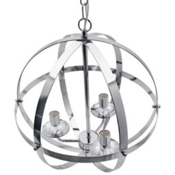 Long Life Lamps Company Industrial Ceiling 3 Light Globe Pendant Light Chrome Chained Lantern H3090 - thumbnail 5