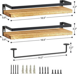 Xample Set Of 4 Wooden Floating Shelves For Wall, Multi-Purpose Wall Mounted Shelf For Bedroom, Bathroom, Kitchen, Living Room & Plants - thumbnail 9