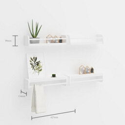 Xample Set Of 4 Wooden Floating Shelves For Wall, Multi-Purpose Wall Mounted Shelf For Bedroom, Bathroom, Kitchen, Living Room & Plants - thumbnail 8