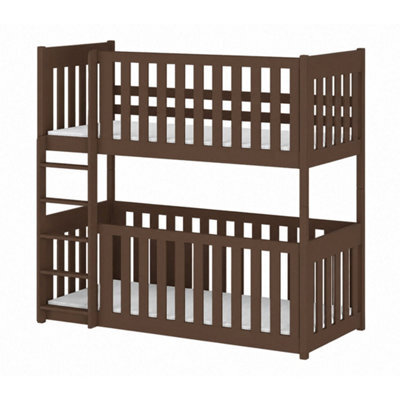 Arte Konrad Solid Pine Bunk Bed With Cot Bed - Dark Chocolate - With 2 Foam/bonnell Mattresses - image 1