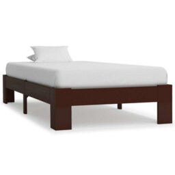 Berkfield Bed Frame Dark Brown Solid Pine Wood 90X200 Cm - thumbnail 1