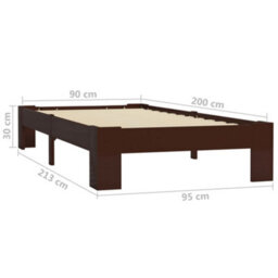 Berkfield Bed Frame Dark Brown Solid Pine Wood 90X200 Cm - thumbnail 6