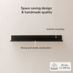 MH London Yung Solid Wood Wall Shelf Living Bedroom Kitchen Wall Mounted Floating Shelves In Black - Large - thumbnail 4