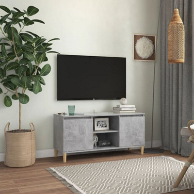 Berkfield Tv Cabinet With Solid Wood Legs Concrete Grey 103.5X35X50 Cm - image 1