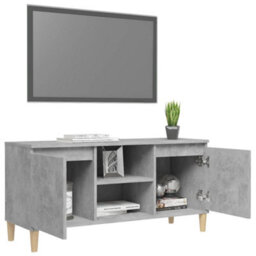 Berkfield Tv Cabinet With Solid Wood Legs Concrete Grey 103.5X35X50 Cm - thumbnail 4