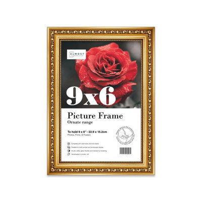 9X6 Gold Ornate Picture Frame (22.9 X 15.2Cm) Poster, Photo, Artwork, Gallery Wall Or Print - image 1