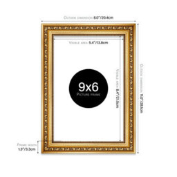 9X6 Gold Ornate Picture Frame (22.9 X 15.2Cm) Poster, Photo, Artwork, Gallery Wall Or Print - thumbnail 2