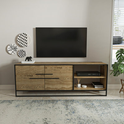 Decorotika Polka Tv Stand Tv Unit For Tvs Up To 72 Inch Black And Oud - image 1