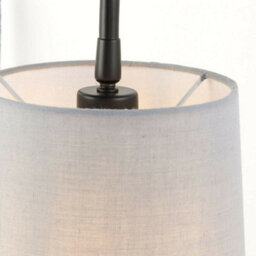 Adjustable Swing Arm Wall Light Matt Black & Grey Fabric Shade Mains Plug In - thumbnail 5