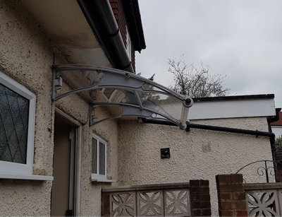 Canofix UK Canofix Door Canopy Pc 1000 Width X 1000 Projection (Grey Bracket - Clear Sheet) - image 1