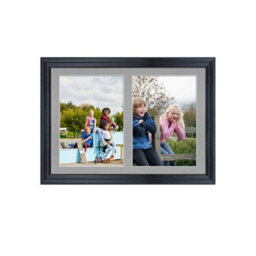 AK Frames 20X14 Black Classic Multi Photo Frame With Silver Mount - Holds 2 Apertures (2X) A4 Photos - thumbnail 1