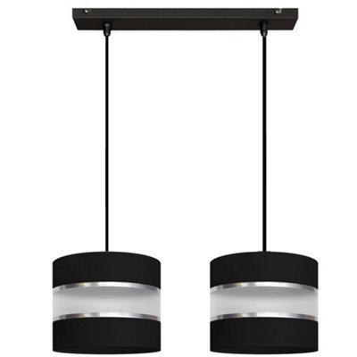 Luminosa Lighting Luminosa Helen Straight Bar Pendant Ceiling Light Black, Silver 45Cm - image 1
