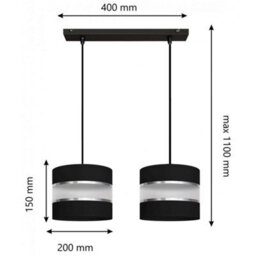 Luminosa Lighting Luminosa Helen Straight Bar Pendant Ceiling Light Black, Silver 45Cm - thumbnail 2