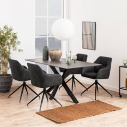 Furniture To Go Heaven Dining Table In Ceramic  Black Top (L) 160Cm Seats Up To 6 - thumbnail 3