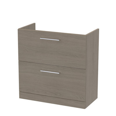 Hudson Reed Arno Floor Standing Vanity Unit, Durable 2 Soft Close Drawer Bathroom Sink Vanity Unit With Shelf In Solace Oak, 800mm - image 1