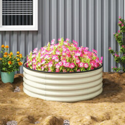 Outsunny Galvanised Planter With Gloves, 120 X 120 X 43Cm, Cream White - thumbnail 9
