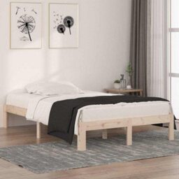 Walplus Solid Pine Wood Bed Frame With Headboard And Plywood Slatted Base 120 X 190 Cm - thumbnail 1