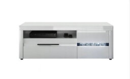 Arte Mosaic 05 Tv Cabinet In White High Gloss With Real Glass Mosaic - 1500mm X 550mm X 470mm - Elegant Media Storage