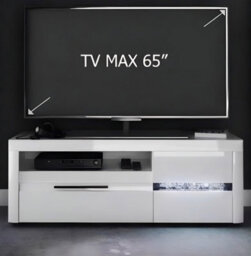Arte Mosaic 05 Tv Cabinet In White High Gloss With Real Glass Mosaic - 1500mm X 550mm X 470mm - Elegant Media Storage - thumbnail 3