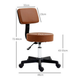 Homcom Adjustable Swivel Salon Chair Padded Seat Back 5 Wheels Brown - thumbnail 3