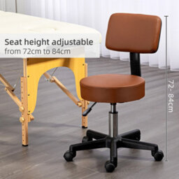 Homcom Adjustable Swivel Salon Chair Padded Seat Back 5 Wheels Brown - thumbnail 7