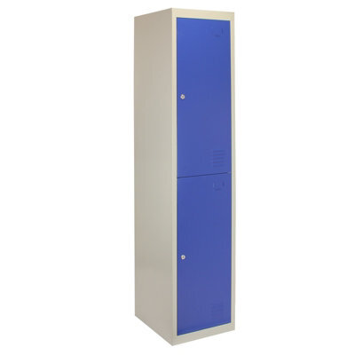 MonsterShop Locker Cabinet Metal Door Flat-Packed Blue And Grey Steel Lockable - image 1