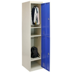 MonsterShop Locker Cabinet Metal Door Flat-Packed Blue And Grey Steel Lockable - thumbnail 3