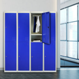MonsterShop Locker Cabinet Metal Door Flat-Packed Blue And Grey Steel Lockable - thumbnail 2