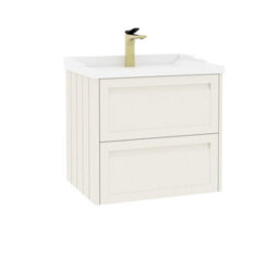 Royal Bathrooms Elmore 600mm Wall Hung 2 Drawer Cabinet Bathroom Vanity Unit With Traditional Ceramic Basin Sink - Classic White - thumbnail 6