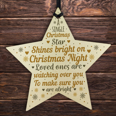 Red Ocean Handmade Wooden Star Christmas Memorial Plaques For Mum Dad Nan Hanging Bauble Tree Decoration Keepsake - image 1