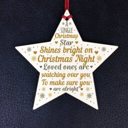Red Ocean Handmade Wooden Star Christmas Memorial Plaques For Mum Dad Nan Hanging Bauble Tree Decoration Keepsake - thumbnail 2