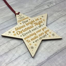 Red Ocean Handmade Wooden Star Christmas Memorial Plaques For Mum Dad Nan Hanging Bauble Tree Decoration Keepsake - thumbnail 3
