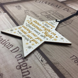 Red Ocean Handmade Wooden Star Christmas Memorial Plaques For Mum Dad Nan Hanging Bauble Tree Decoration Keepsake - thumbnail 4
