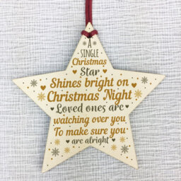 Red Ocean Handmade Wooden Star Christmas Memorial Plaques For Mum Dad Nan Hanging Bauble Tree Decoration Keepsake - thumbnail 5