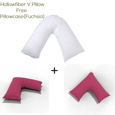 ARLinens V Shaped Pillow With Free V Pillowcase Orthopedic Hollowfiber Filled Head Neck Support V Cushion With Case - image 1