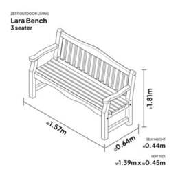 Package:  Lara Bench 3 Seater Bench And Green Seat Pad By Zest Outdoor Living - thumbnail 2