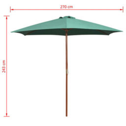 Berkfield Parasol 270X270 Cm Wooden Pole Green - thumbnail 6