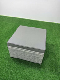 Fimous Outdoor Rattan Sofa Garden Furniture Set 2 Armchairs Square Coffee Table 3 Stools Side Table Light Grey - thumbnail 5