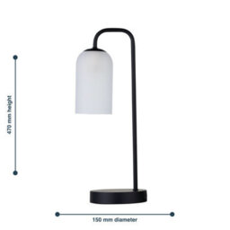 First Choice Lighting Victoria - Black Touch Lamp With Frosted Glass Shade - thumbnail 7