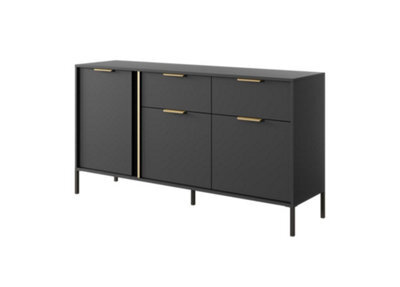 Arte Lars B Contemporary Sideboard Cabinet 3 Hinged Doors 3 Shelves 2 Drawers Anthracite (H)820mm (W)1530mm (D)400mm - image 1