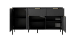 Arte Lars B Contemporary Sideboard Cabinet 3 Hinged Doors 3 Shelves 2 Drawers Anthracite (H)820mm (W)1530mm (D)400mm - thumbnail 4