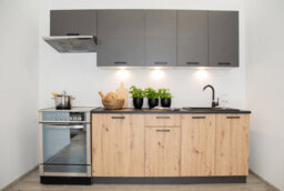Impact Furniture Kitchen Cabinets Set 7 Units Cupboard 240Cm Kitchenette Soft Close Oak Dark Grey Storage Clara - thumbnail 3
