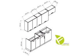 Impact Furniture Kitchen Cabinets Set 7 Units Cupboard 240Cm Kitchenette Soft Close Oak Dark Grey Storage Clara - thumbnail 5