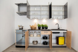 Impact Furniture Kitchen Cabinets Set 7 Units Cupboard 240Cm Kitchenette Soft Close Oak Dark Grey Storage Clara - thumbnail 4