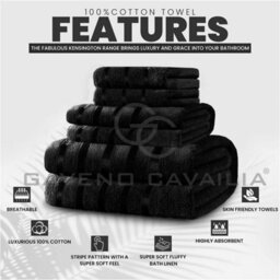 Gc Gaveno Cavailia 4 Piece Kensington Hand Towel 50X80 Black 500 Gsm Quick Dry & Water Absorbent Towel - thumbnail 2