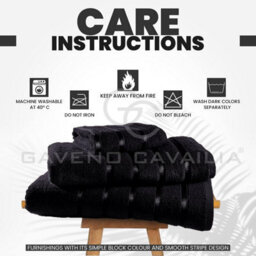 Gc Gaveno Cavailia 4 Piece Kensington Hand Towel 50X80 Black 500 Gsm Quick Dry & Water Absorbent Towel - thumbnail 3