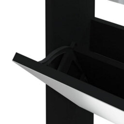 Berkfield Shoe Cabinet With Mirror 3-Layer Black 63X17X102.5 Cm - thumbnail 6