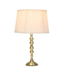 Lighting Supermarket Bergen Slimline Antique Brass Candlestick Table Lamp With Ivory Pleated Shade - thumbnail 2