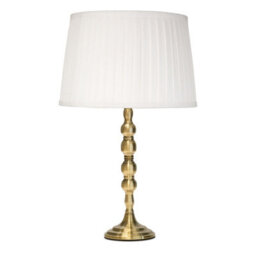 Lighting Supermarket Bergen Slimline Antique Brass Candlestick Table Lamp With Ivory Pleated Shade - thumbnail 1